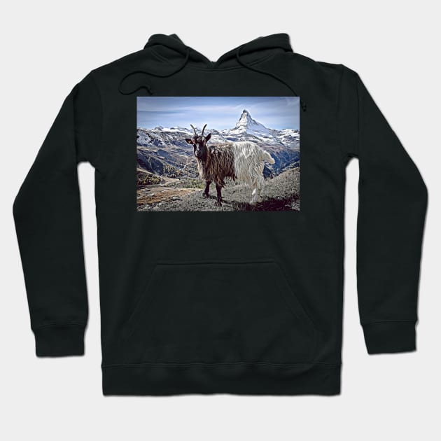 Matterhorn and Goat, Zermatt, Switzerland, Hoodie by BokeeLee